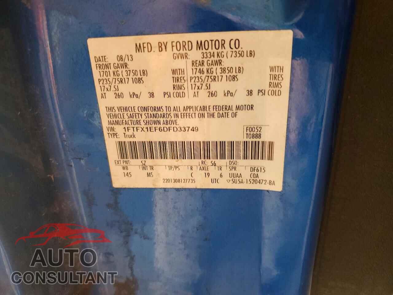 FORD F150 2013 - 1FTFX1EF6DFD33749