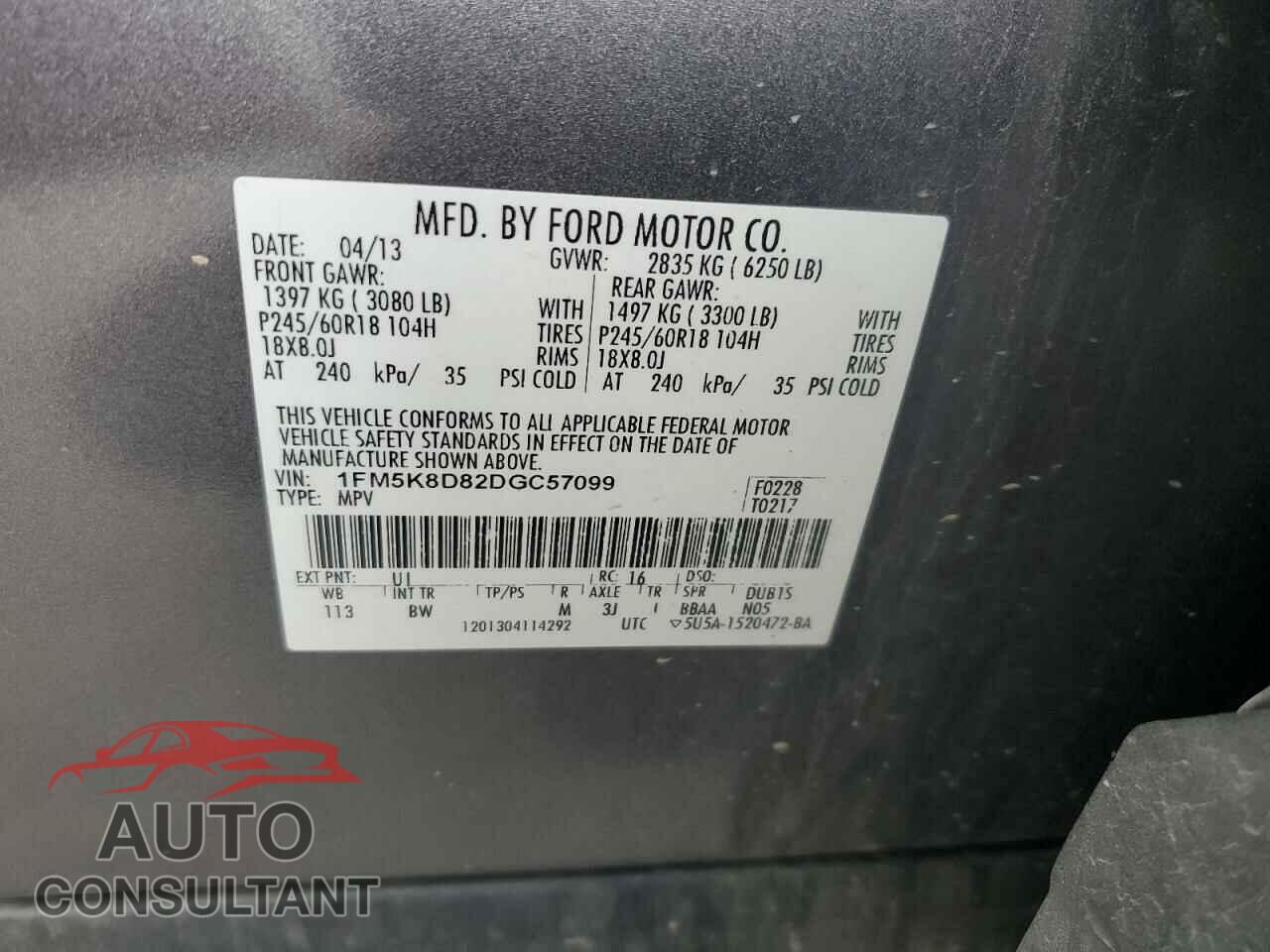 FORD EXPLORER 2013 - 1FM5K8D82DGC57099