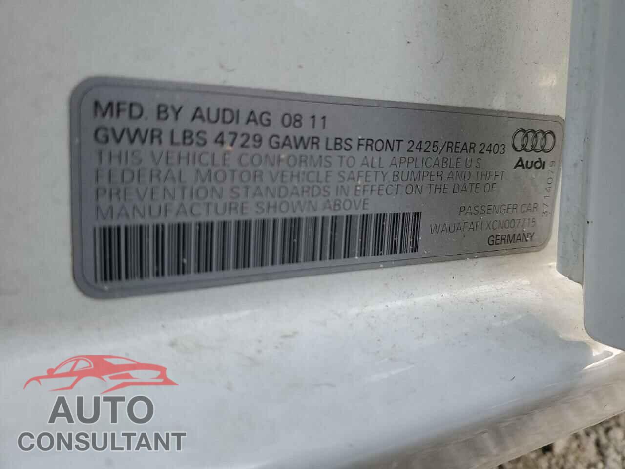 AUDI A4 2012 - WAUAFAFLXCN007715