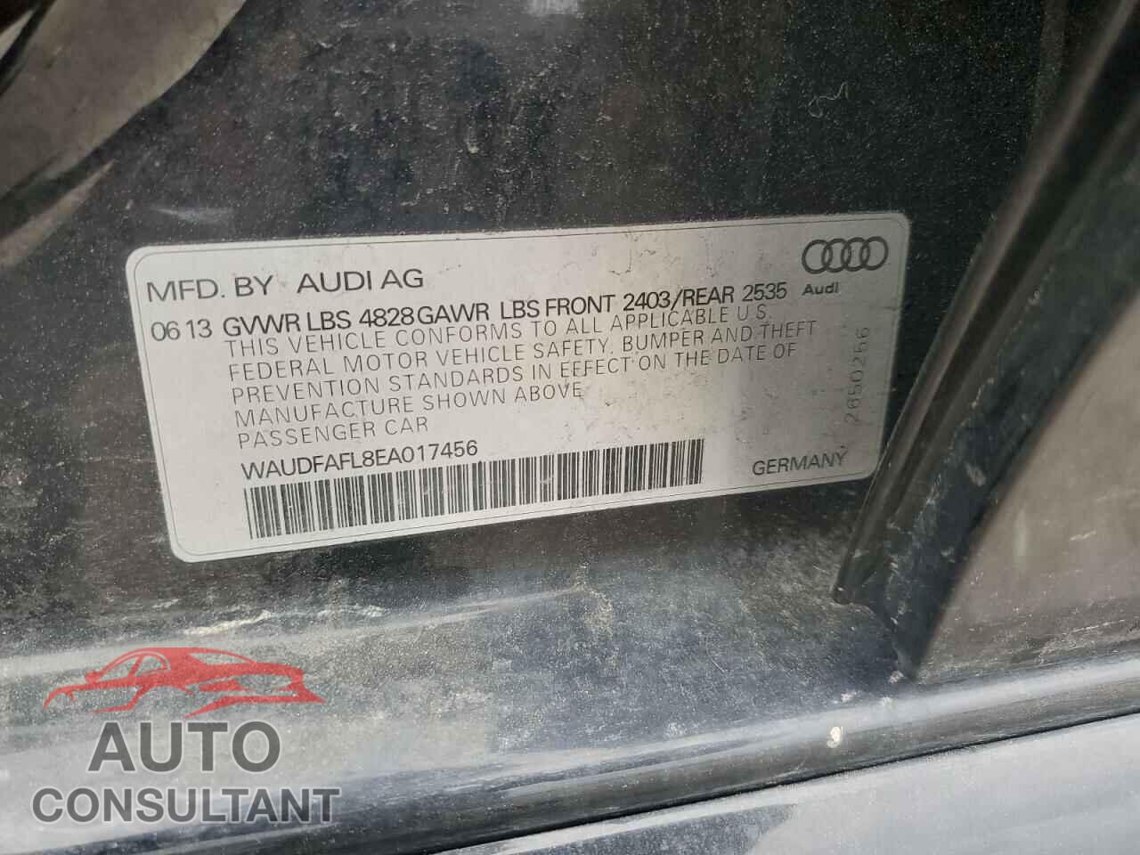AUDI A4 2014 - WAUDFAFL8EA017456