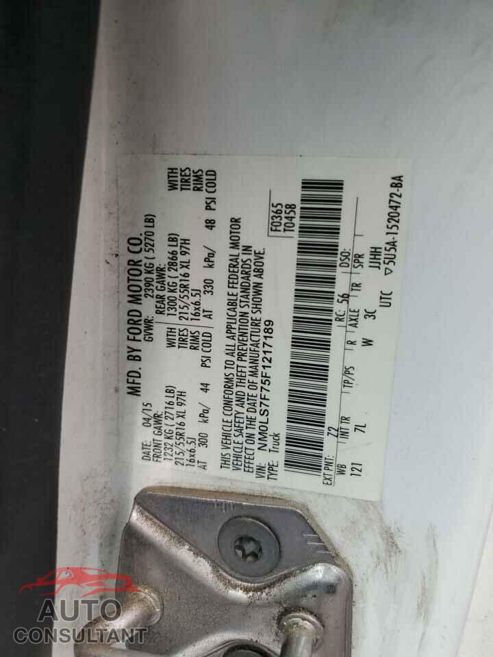 FORD TRANSIT 2015 - NM0LS7F75F1217189