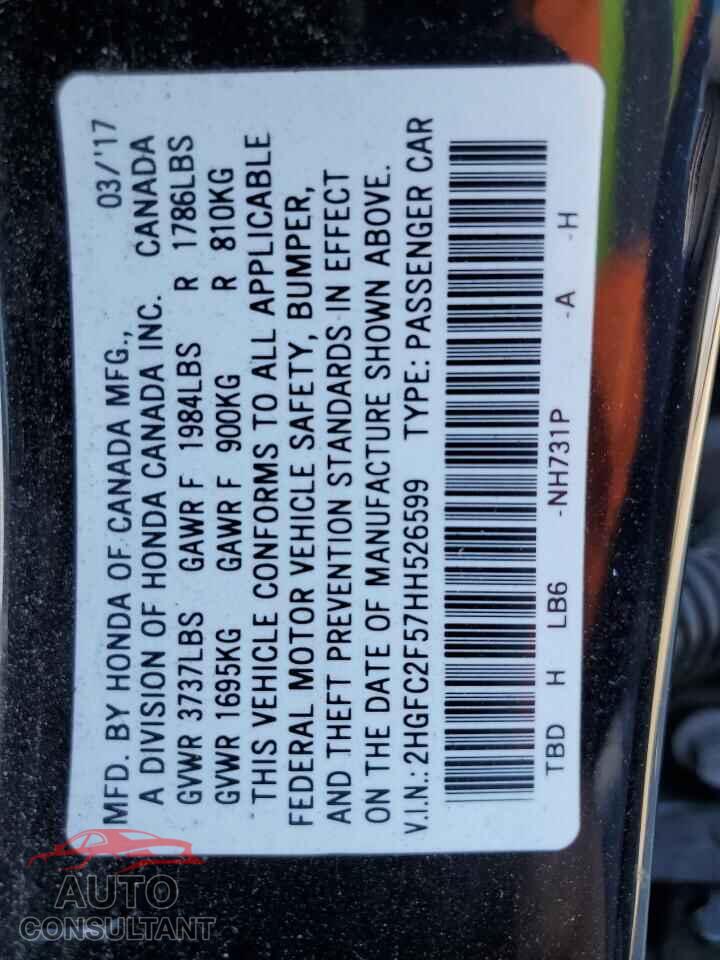 HONDA CIVIC 2017 - 2HGFC2F57HH526599
