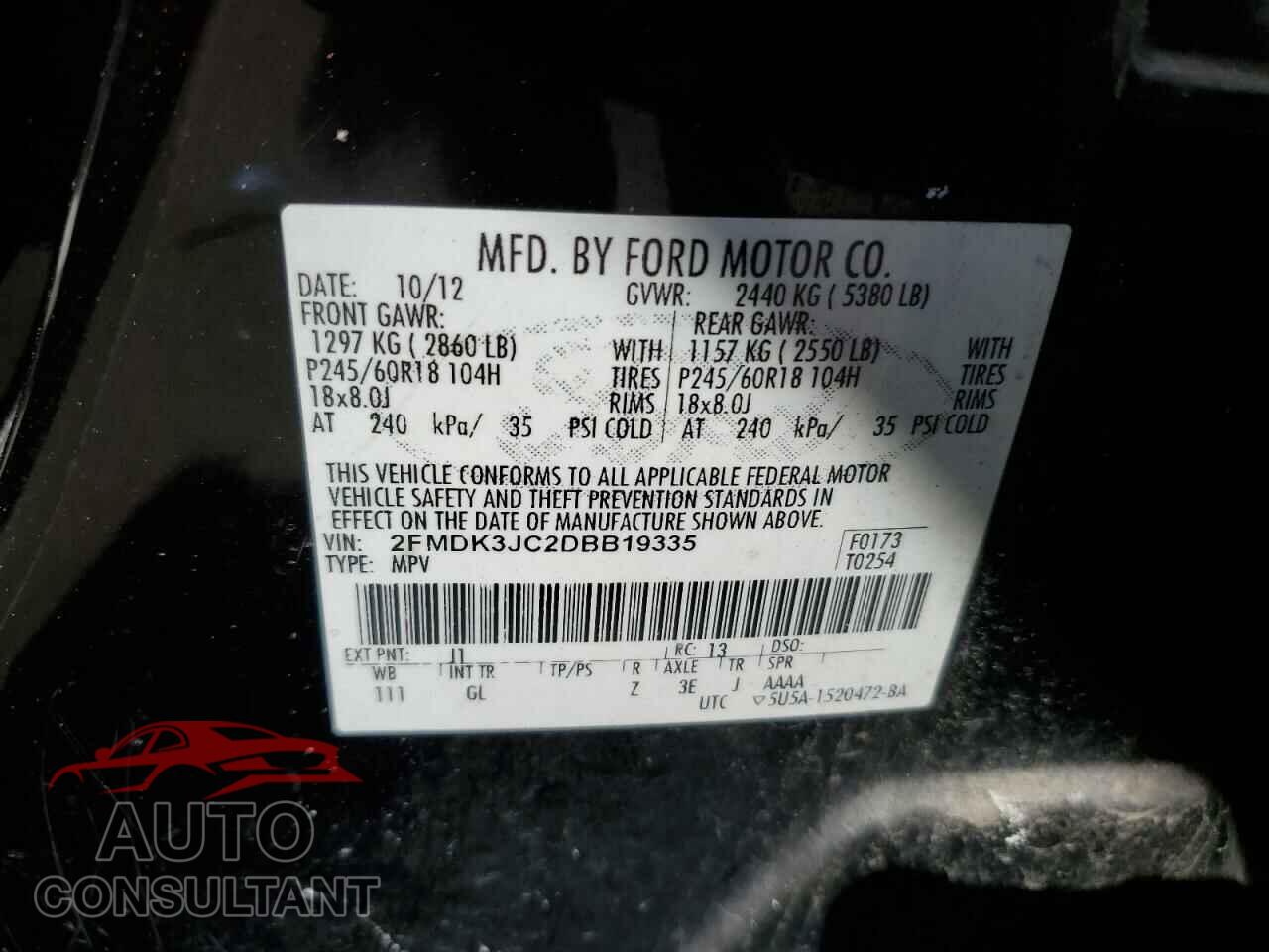 FORD EDGE 2013 - 2FMDK3JC2DBB19335