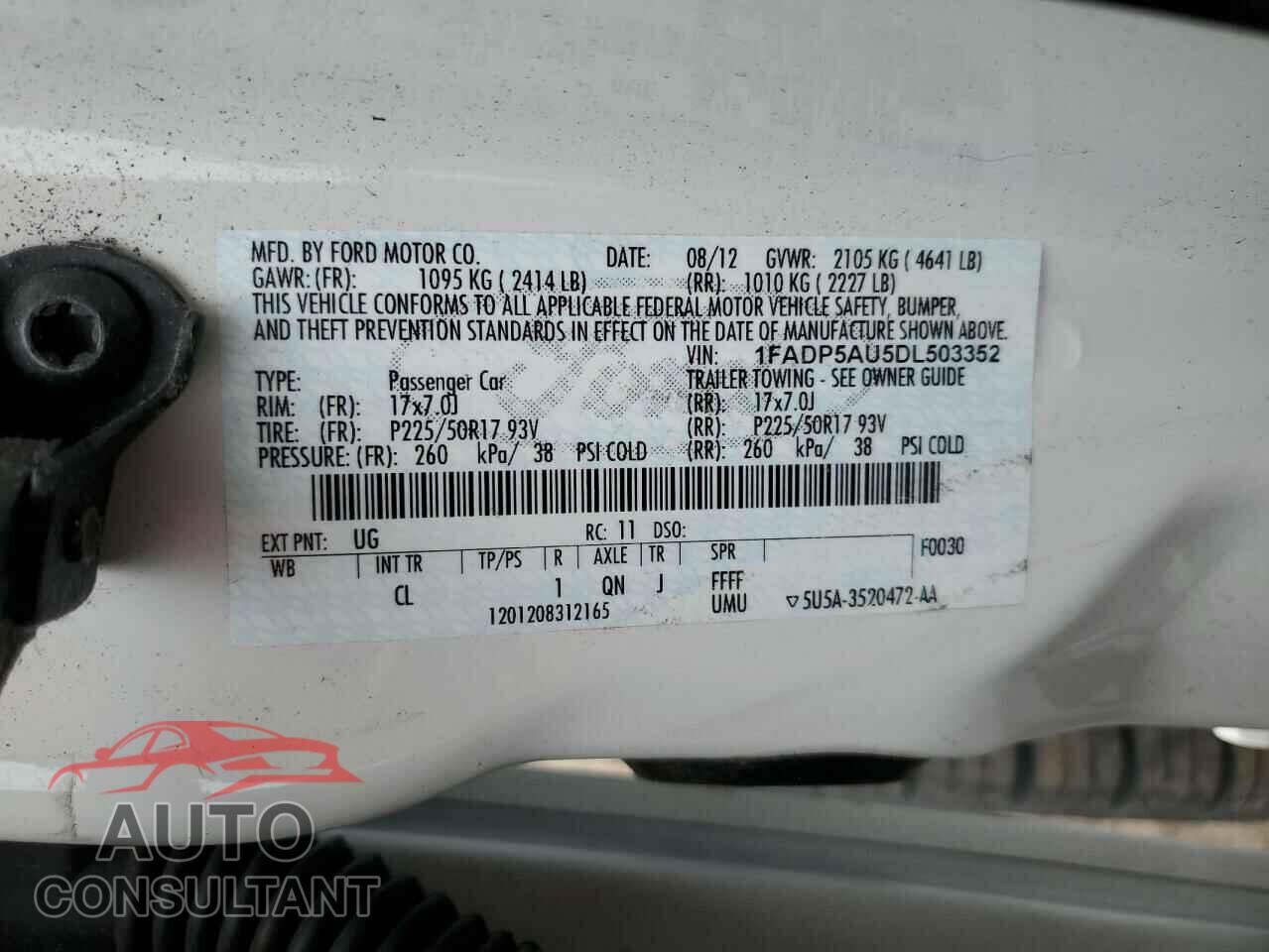 FORD CMAX 2013 - 1FADP5AU5DL503352