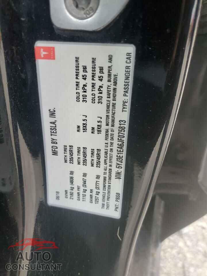 TESLA MODEL 3 2018 - 5YJ3E1EA6JF075813