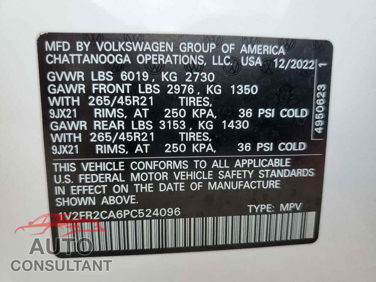 VOLKSWAGEN ATLAS 2023 - 1V2FR2CA6PC524096