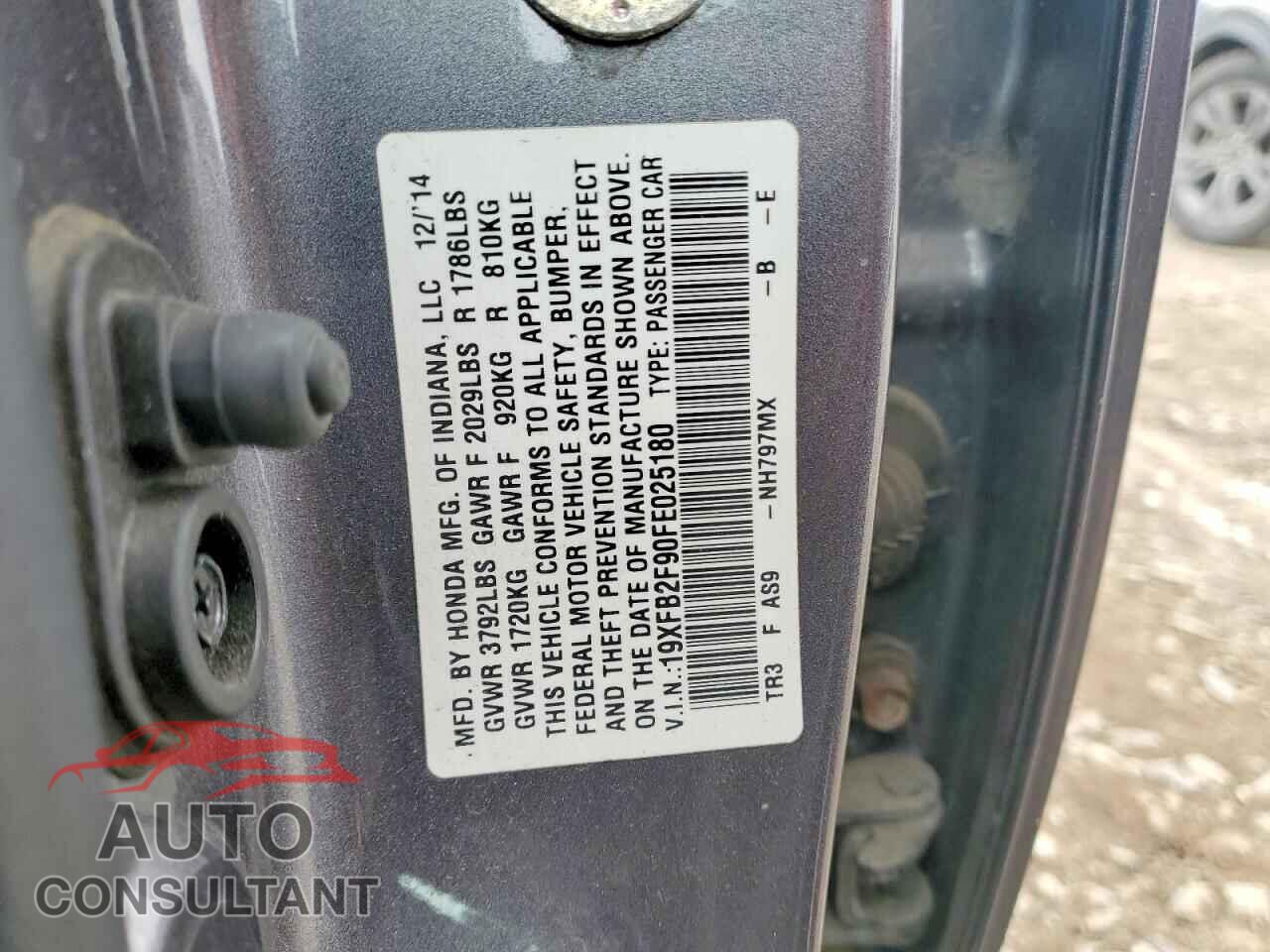 HONDA CIVIC 2015 - 19XFB2F90FE025180