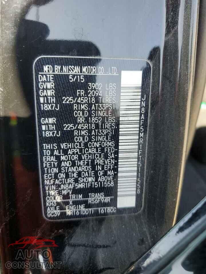 NISSAN JUKE 2015 - JN8AF5MR1FT511558