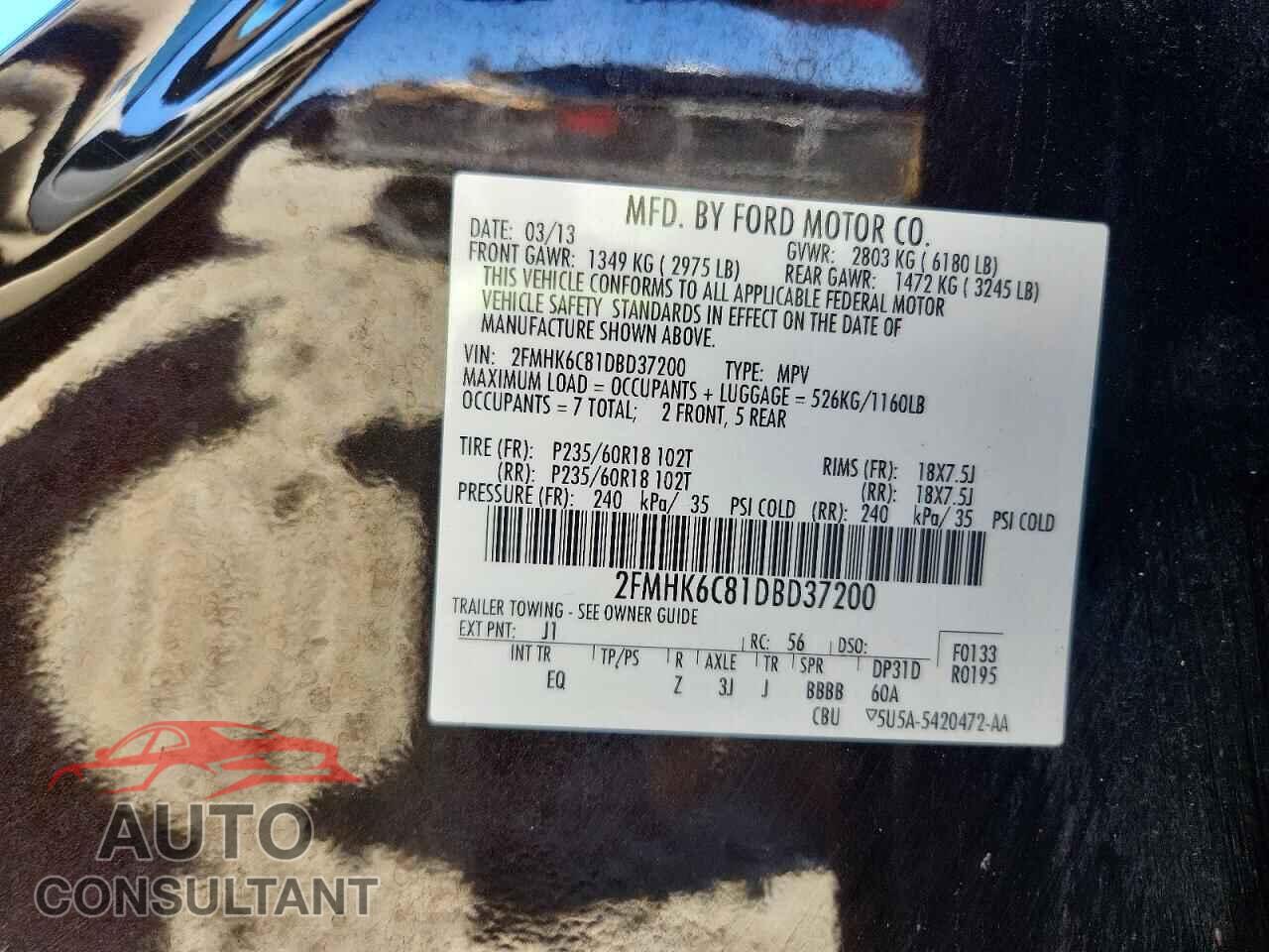 FORD FLEX 2013 - 2FMHK6C81DBD37200