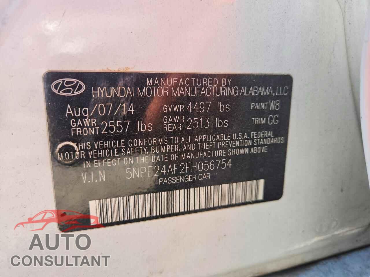 HYUNDAI SONATA 2015 - 5NPE24AF2FH056754