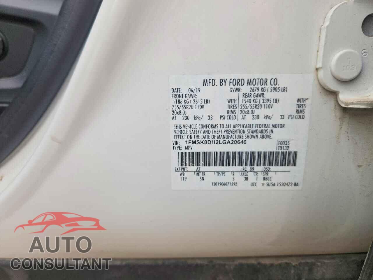 FORD EXPLORER 2020 - 1FMSK8DH2LGA20646