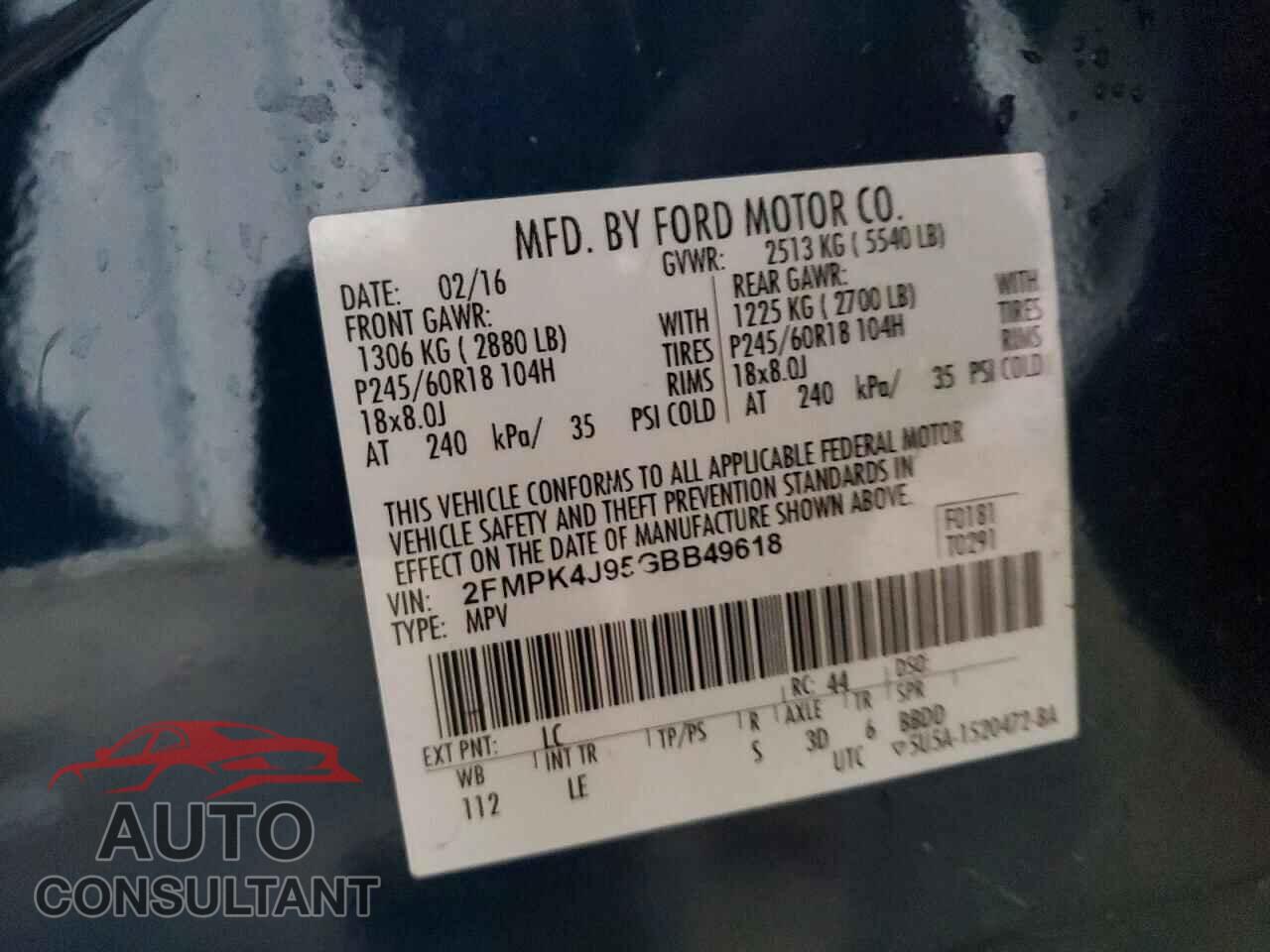 FORD EDGE 2016 - 2FMPK4J95GBB49618