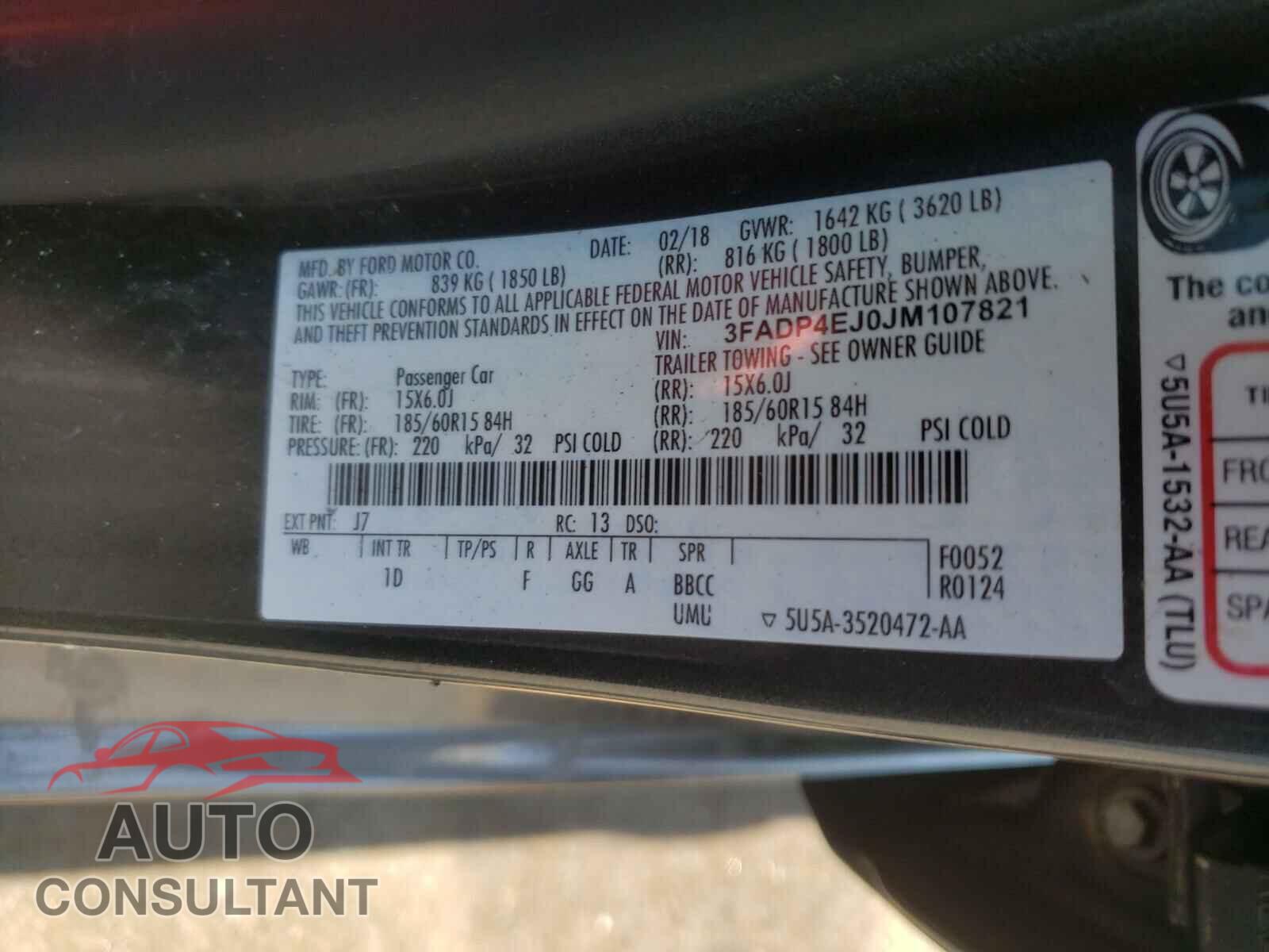 FORD FIESTA 2018 - 3FADP4EJ0JM107821