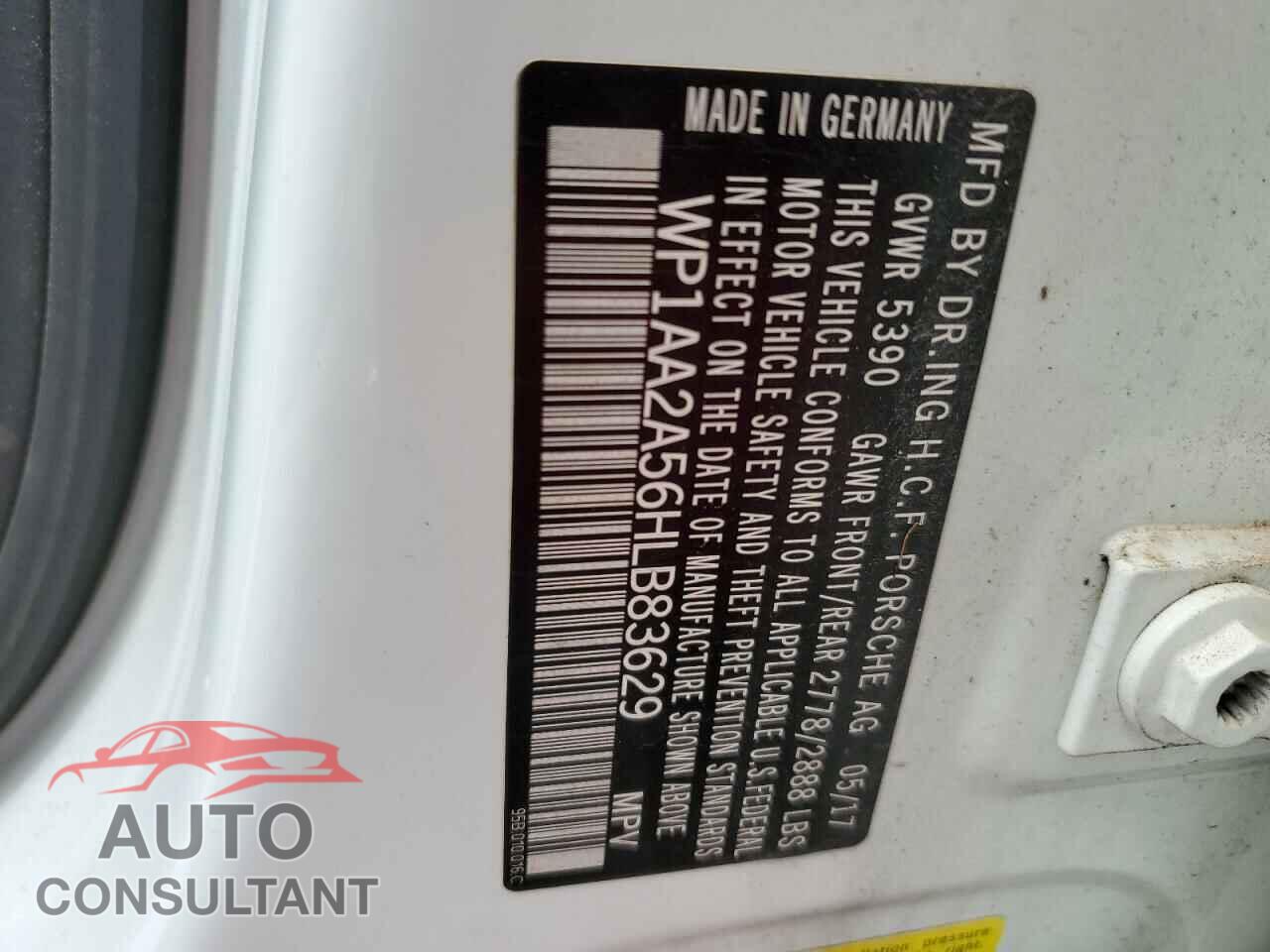PORSCHE MACAN 2017 - WP1AA2A56HLB83629