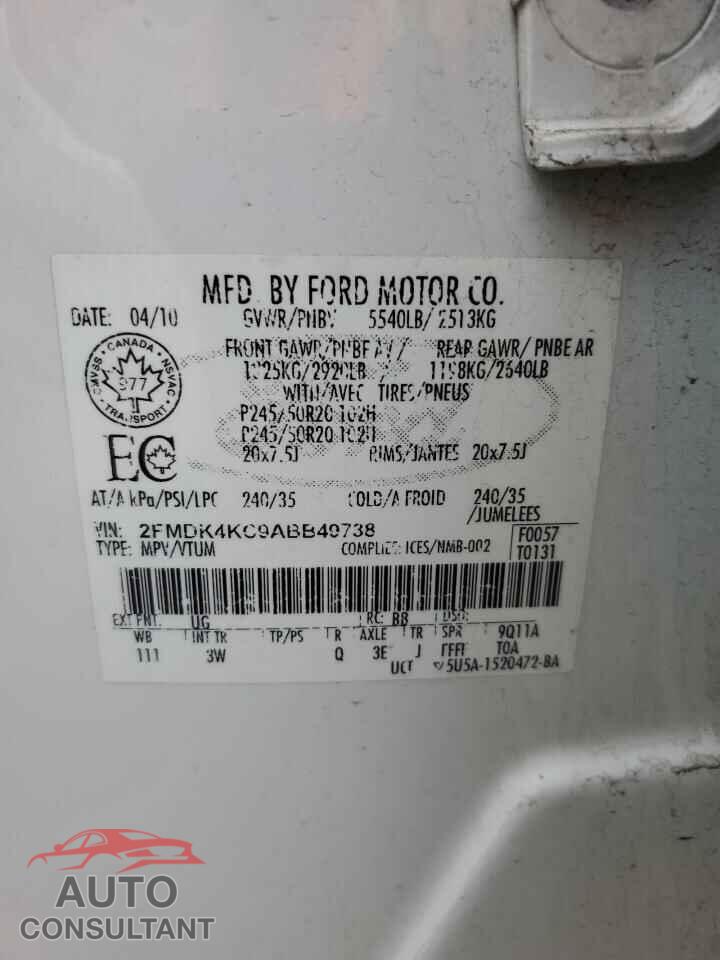 FORD EDGE 2010 - 2FMDK4KC9ABB49738