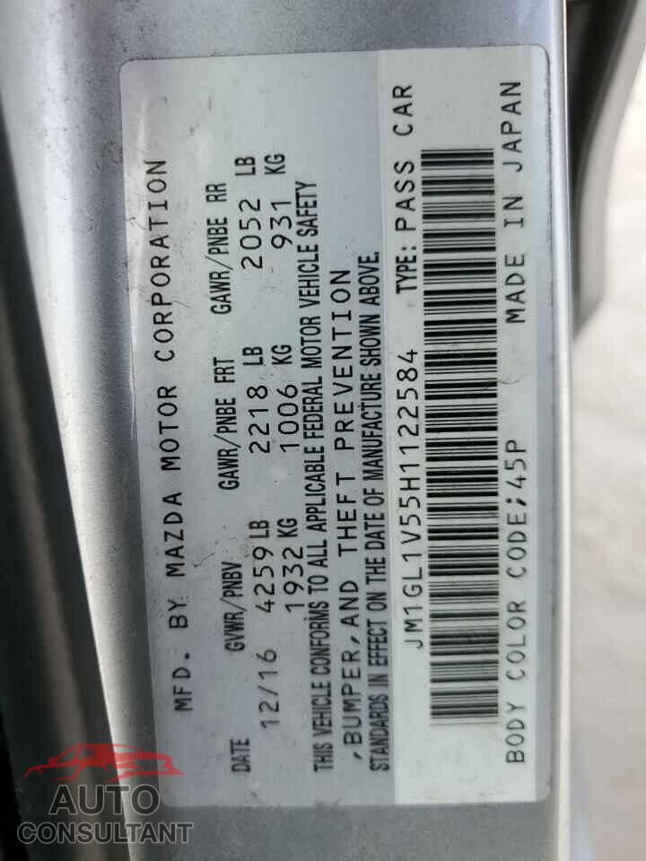 MAZDA 6 2017 - JM1GL1V55H1122584
