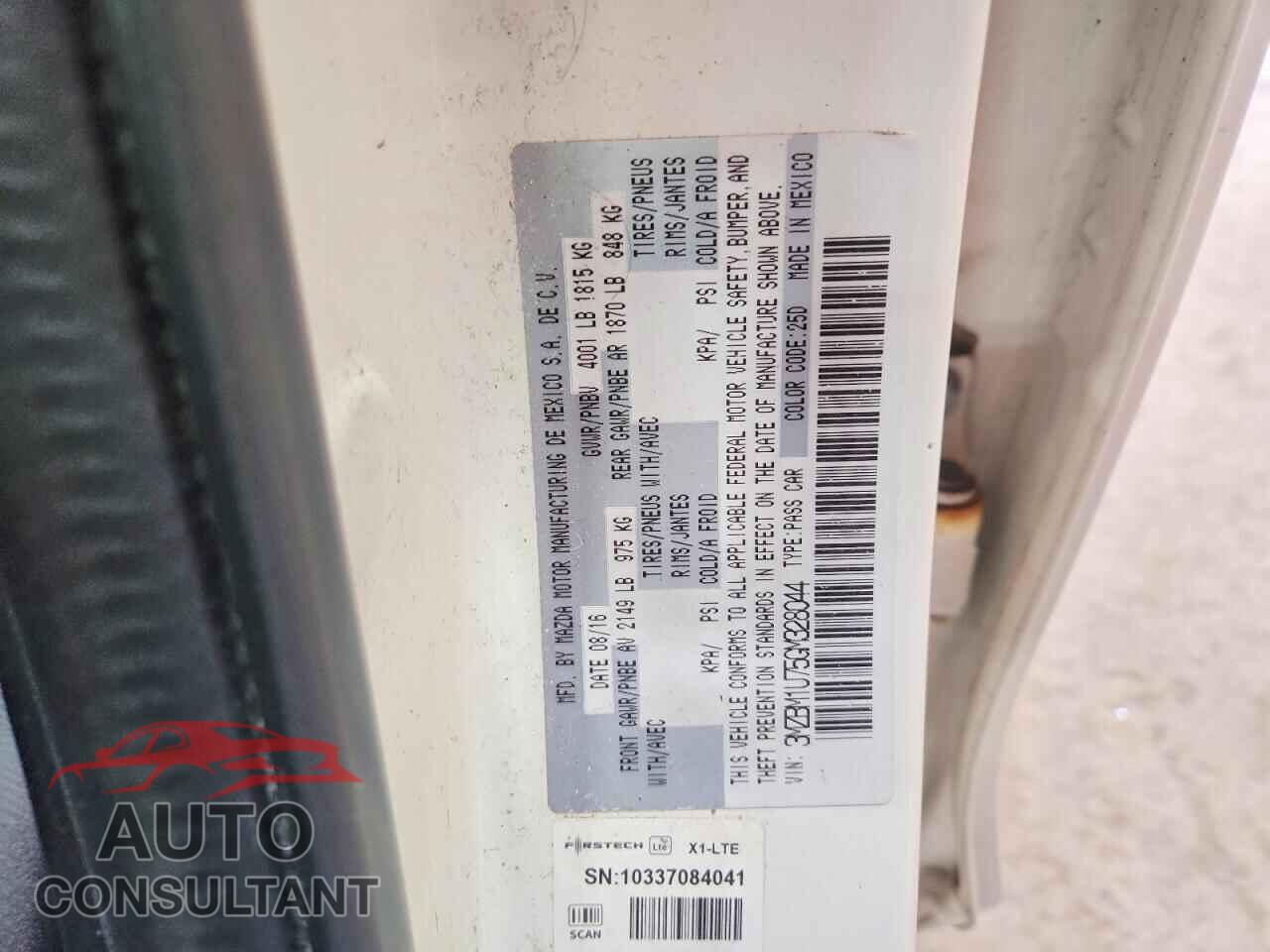 MAZDA 3 2016 - 3MZBM1U75GM328044
