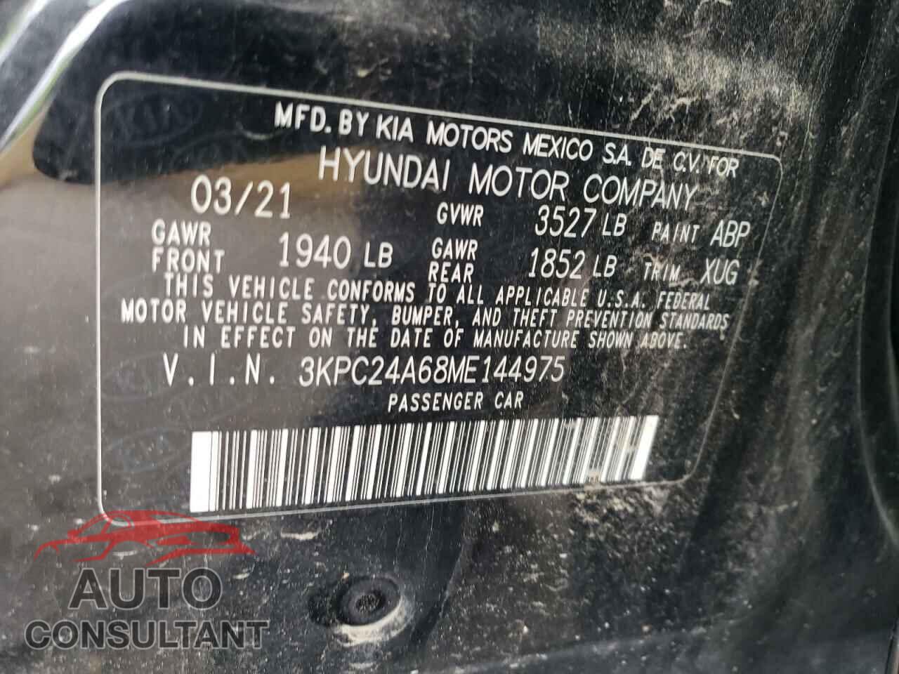 HYUNDAI ACCENT 2021 - 3KPC24A68ME144975