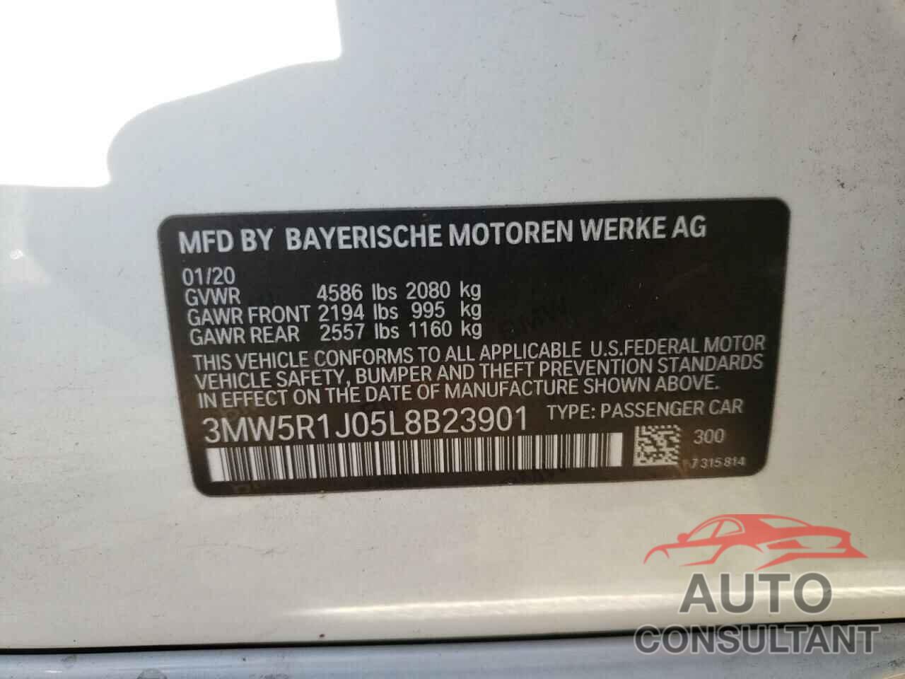BMW 3 SERIES 2020 - 3MW5R1J05L8B23901