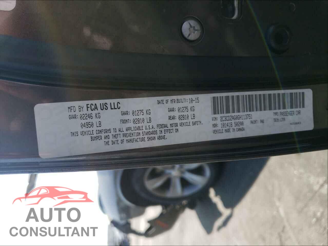 DODGE CHALLENGER 2016 - 2C3CDZAG0GH113751