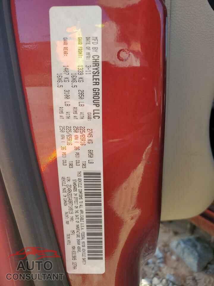 DODGE CARAVAN 2011 - 2D4RN3DG4BR710919