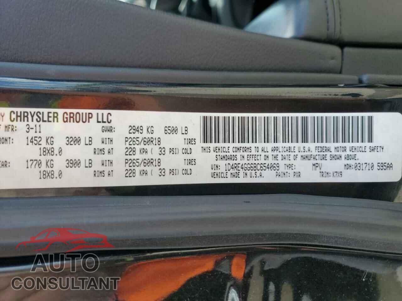DODGE DURANGO 2011 - 1D4RE4GG6BC654069