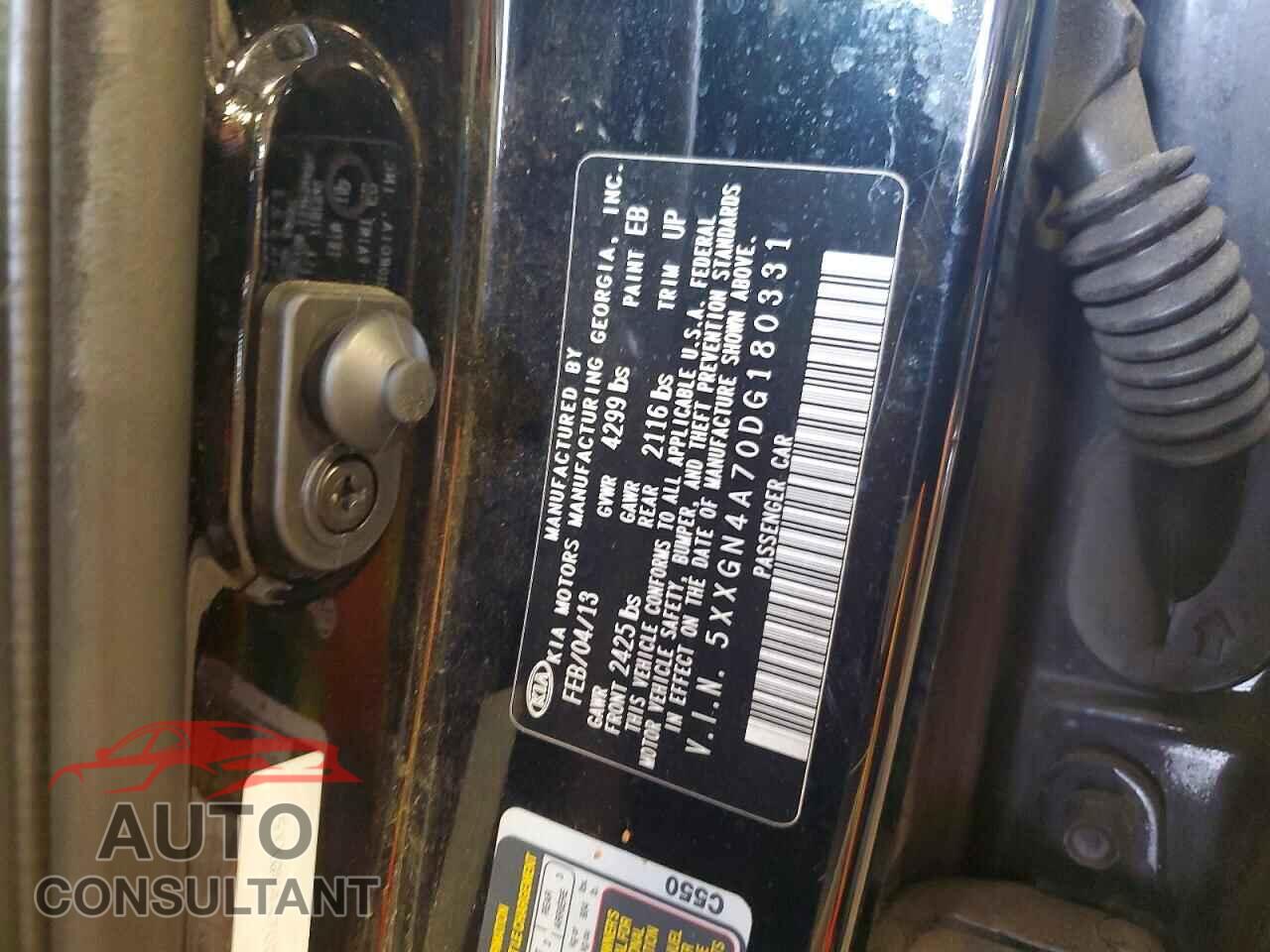 KIA OPTIMA 2013 - 5XXGN4A70DG180331