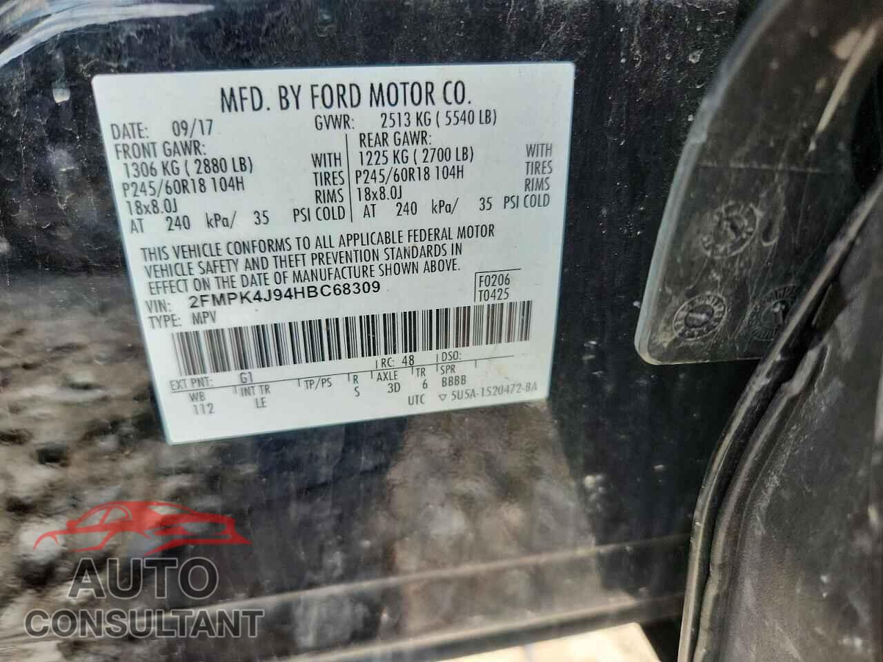 FORD EDGE 2017 - 2FMPK4J94HBC68309