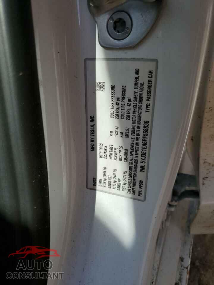 TESLA MODEL 3 2023 - 5YJ3E1EA6PF568836