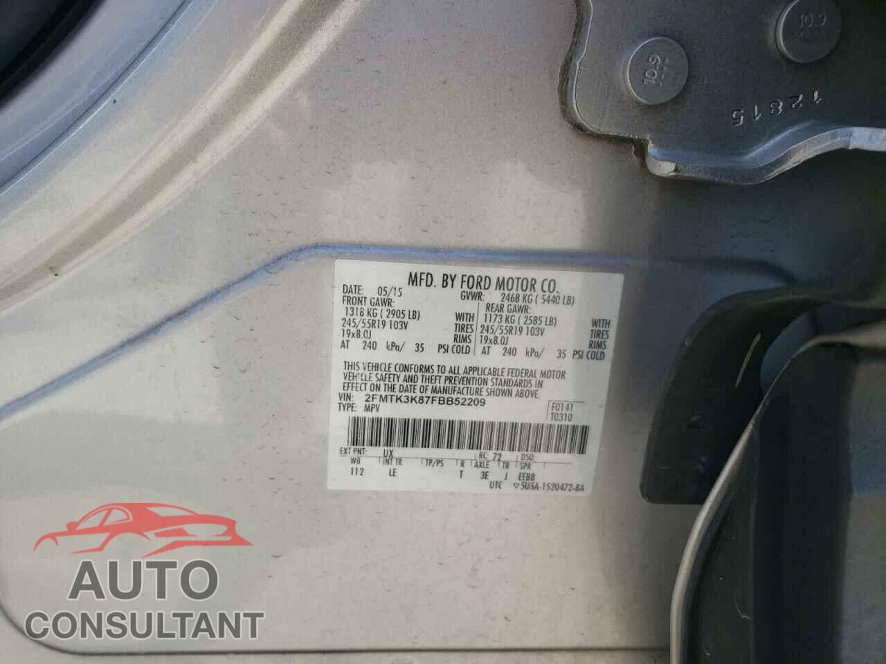 FORD EDGE 2015 - 2FMTK3K87FBB52209