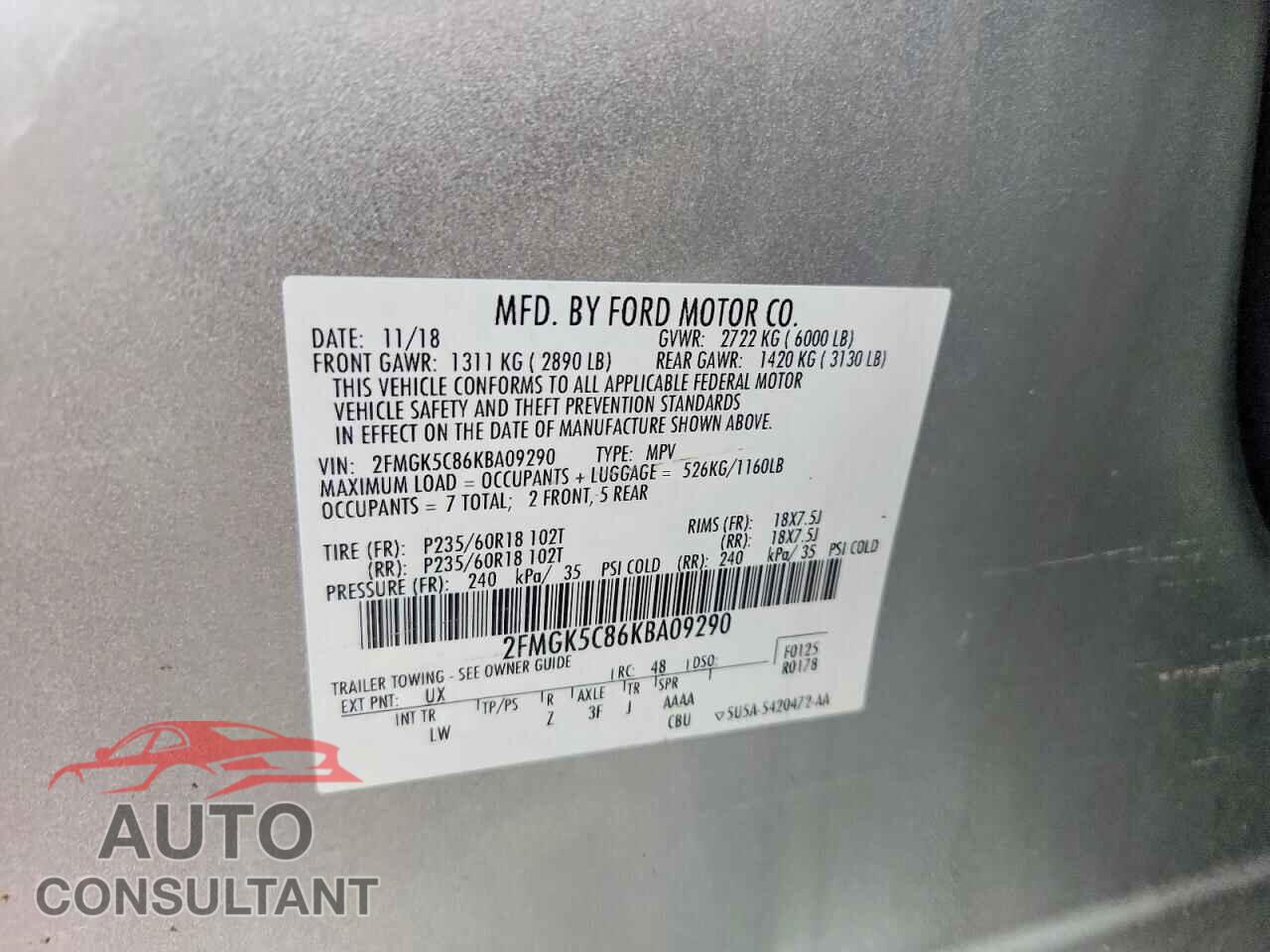 FORD FLEX 2019 - 2FMGK5C86KBA09290