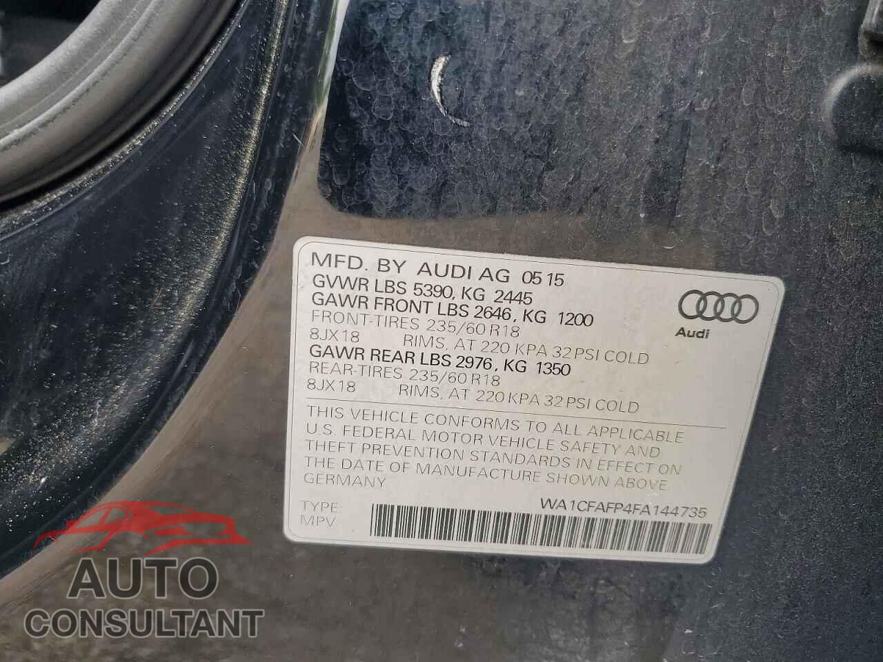AUDI Q5 2015 - WA1CFAFP4FA144735