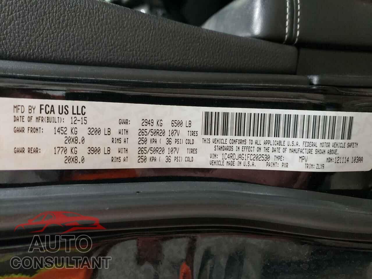 DODGE DURANGO 2015 - 1C4RDJAG1FC202530