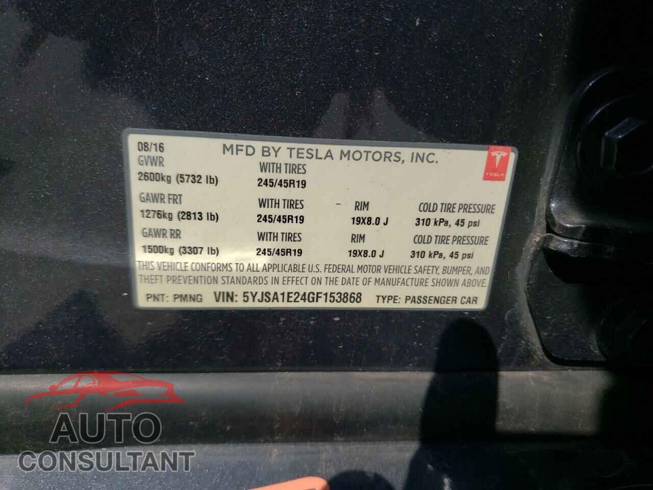 TESLA MODEL S 2016 - 5YJSA1E24GF153868