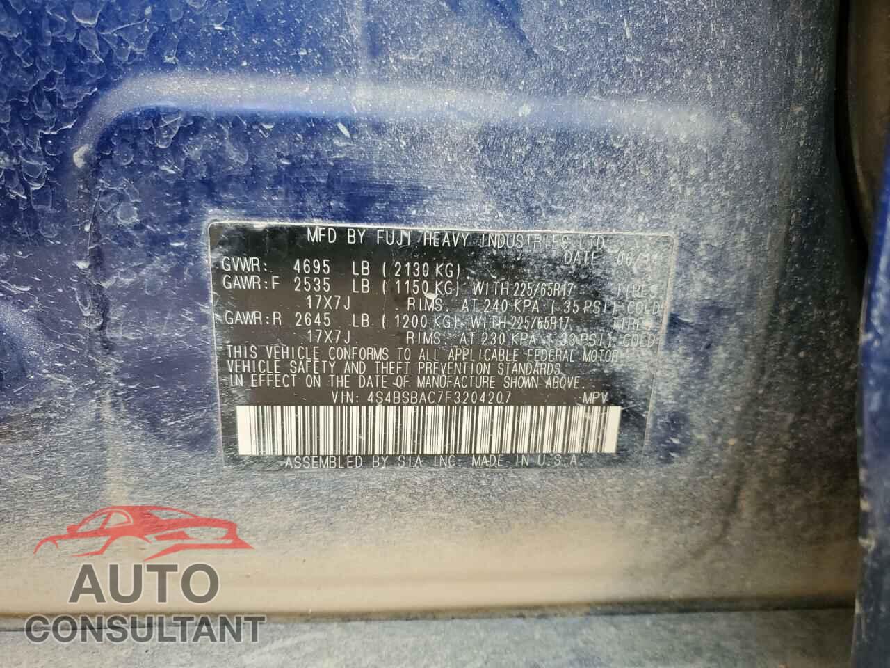 SUBARU OUTBACK 2015 - 4S4BSBAC7F3204207