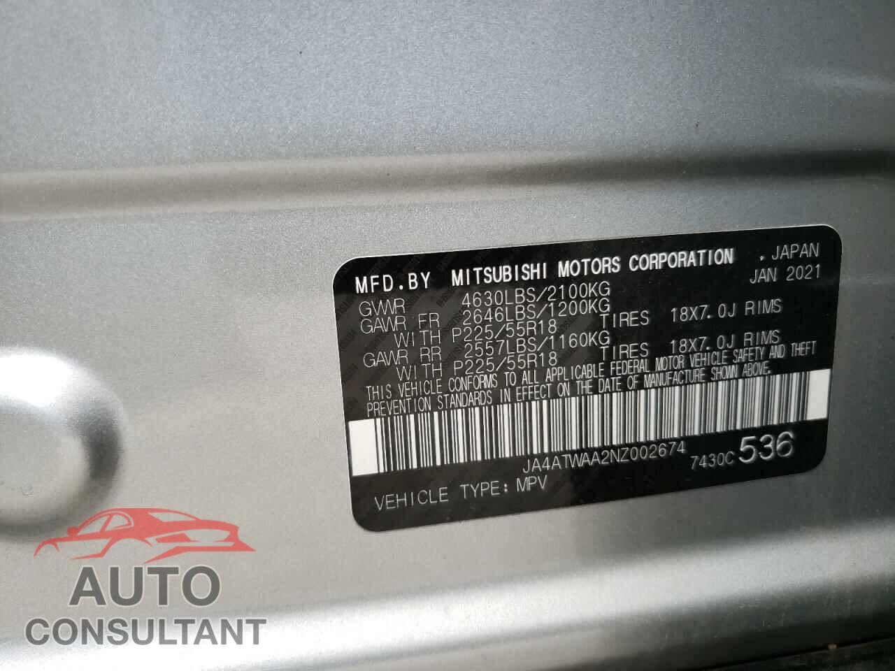 MITSUBISHI ECLIPSE 2022 - JA4ATWAA2NZ002674