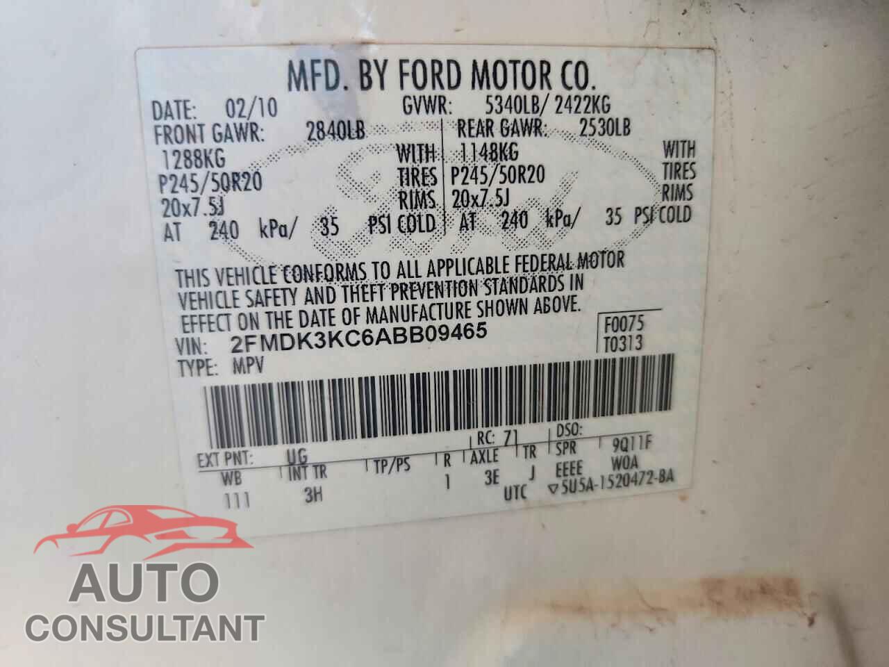 FORD EDGE 2010 - 2FMDK3KC6ABB09465