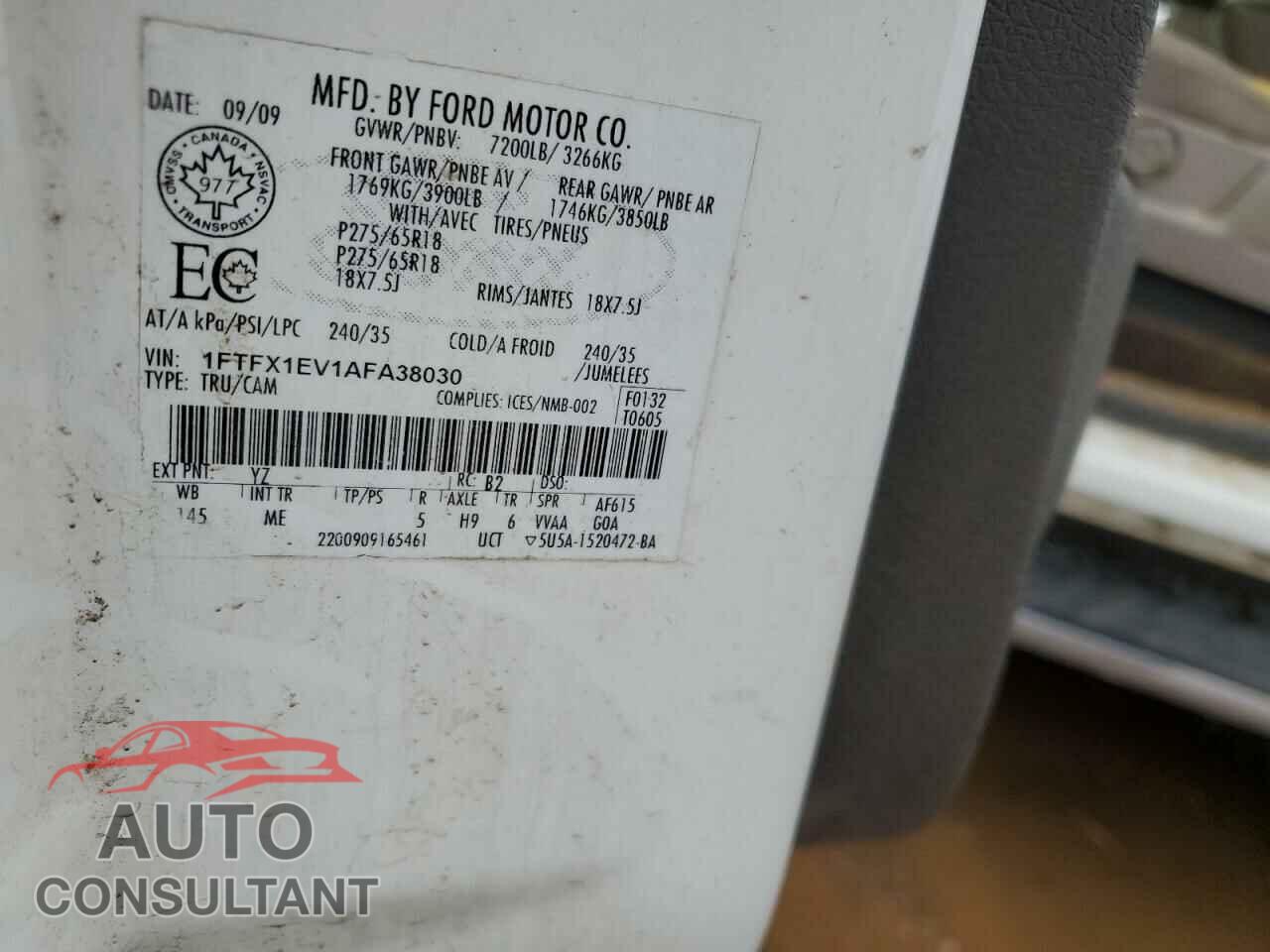 FORD F-150 2010 - 1FTFX1EV1AFA38030