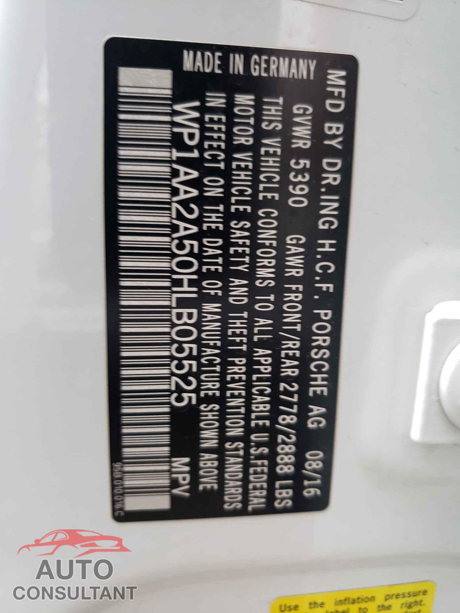 PORSCHE MACAN 2017 - WP1AA2A50HLB05525