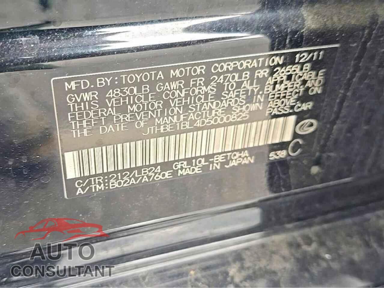 LEXUS GS350 2013 - JTHBE1BL4D5000825
