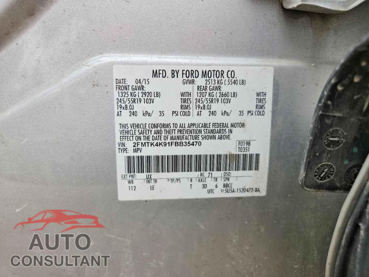 FORD EDGE 2015 - 2FMTK4K91FBB35470