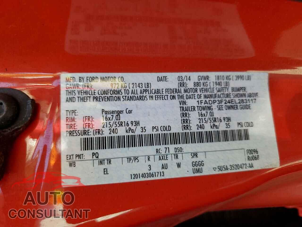 FORD FOCUS 2014 - 1FADP3F24EL283117