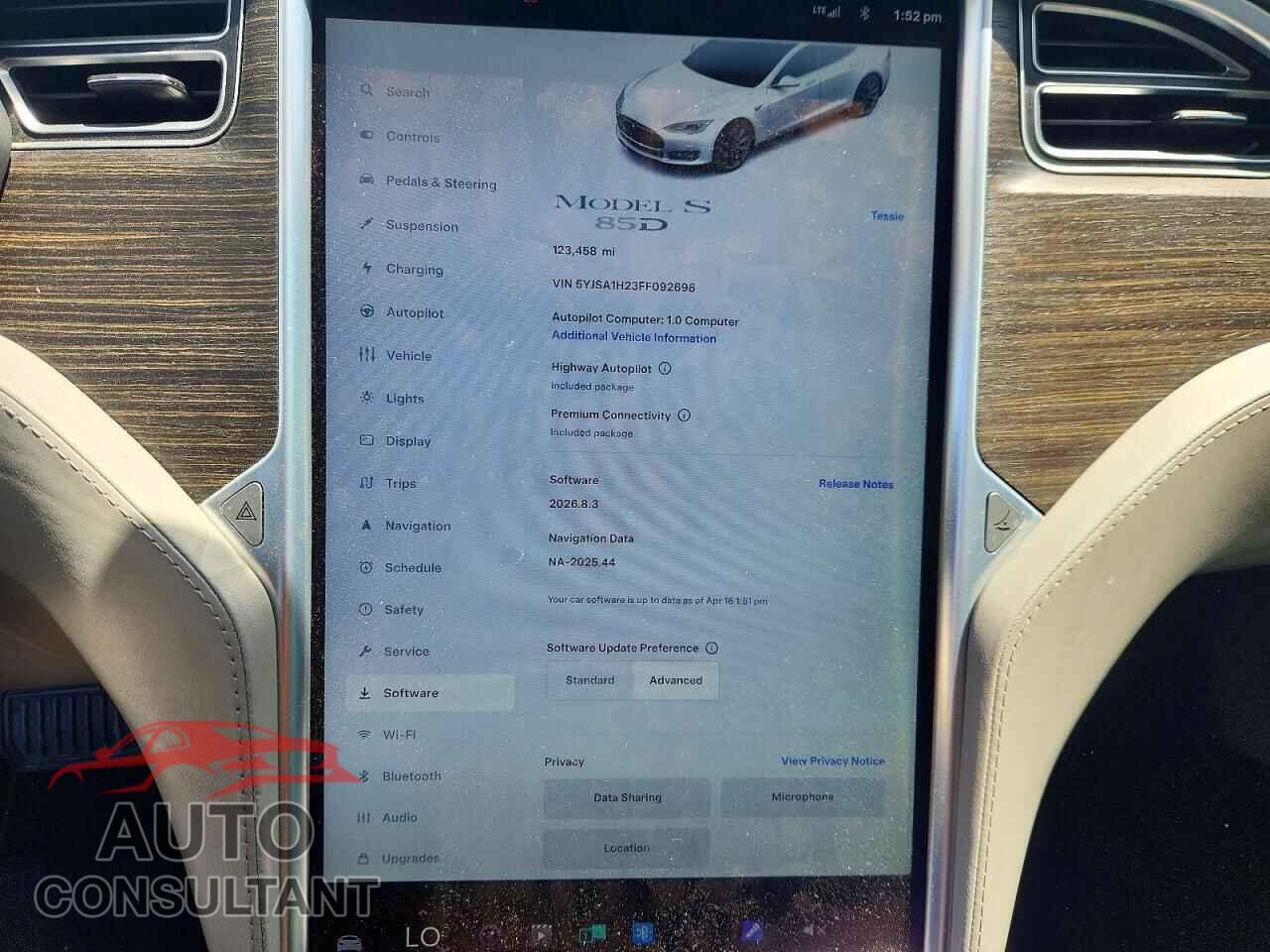 TESLA MODEL S 2015 - 5YJSA1H23FF092698