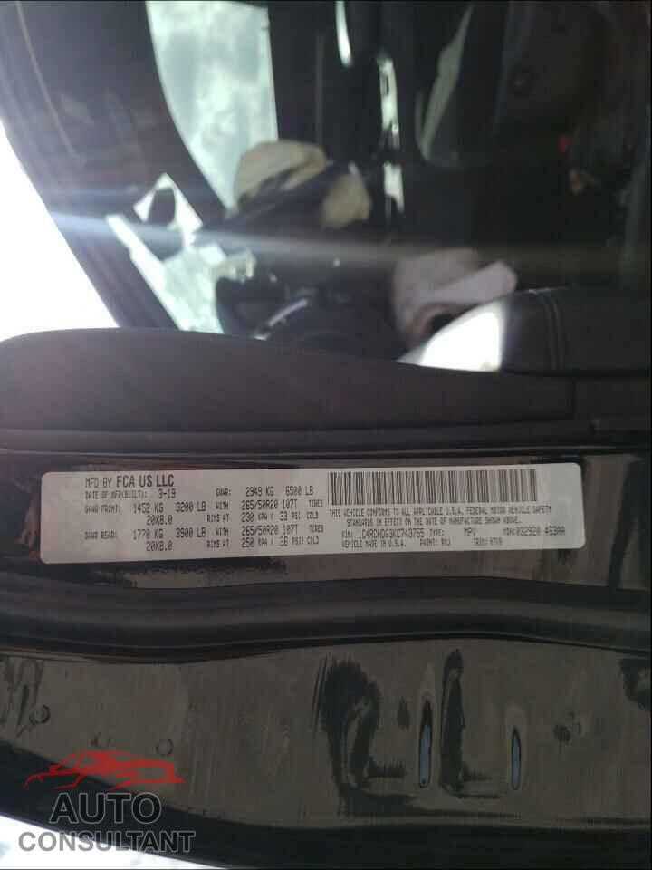 DODGE DURANGO 2019 - 1C4RDHDG3KC743755