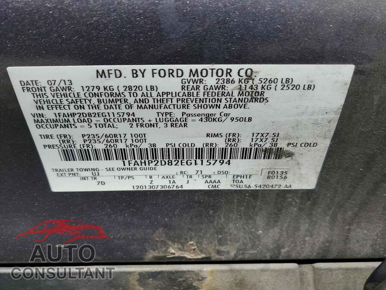 FORD TAURUS 2014 - 1FAHP2D82EG115794