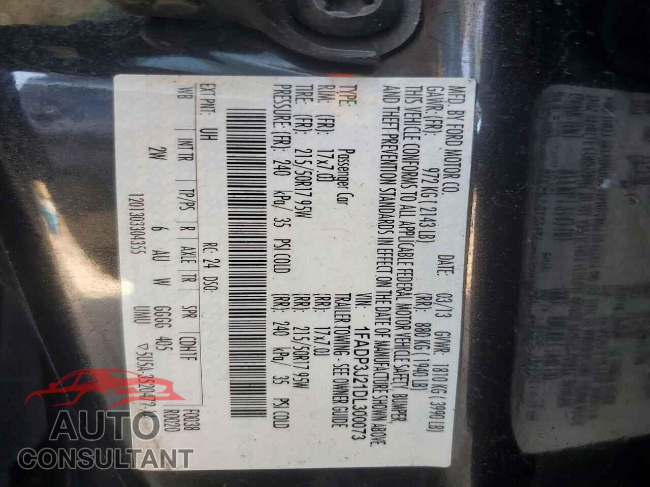 FORD FOCUS 2013 - 1FADP3J21DL300073