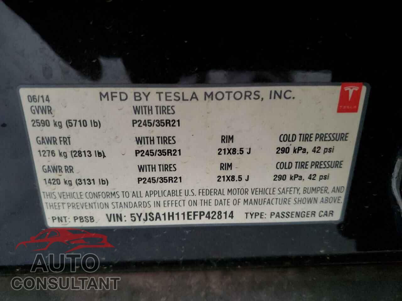 TESLA MODEL S 2014 - 5YJSA1H11EFP42814