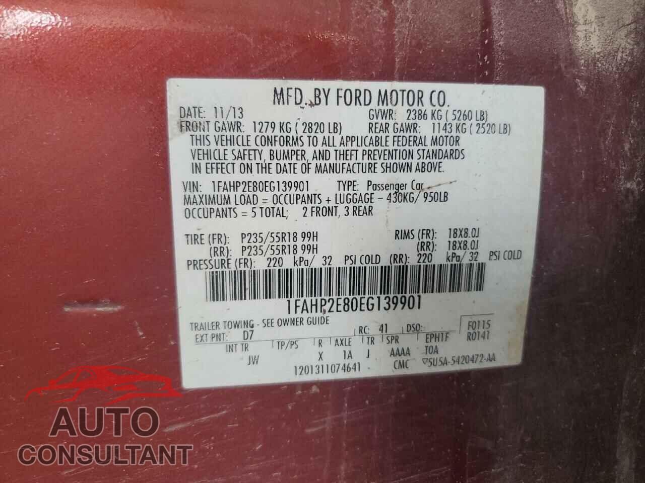 FORD TAURUS 2014 - 1FAHP2E80EG139901
