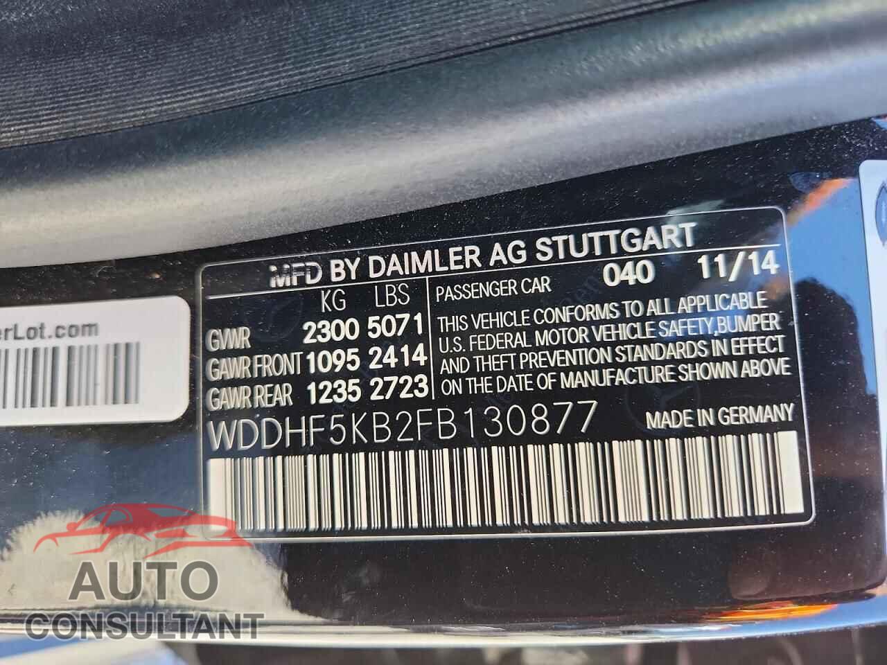 MERCEDES-BENZ E-CLASS 2015 - WDDHF5KB2FB130877