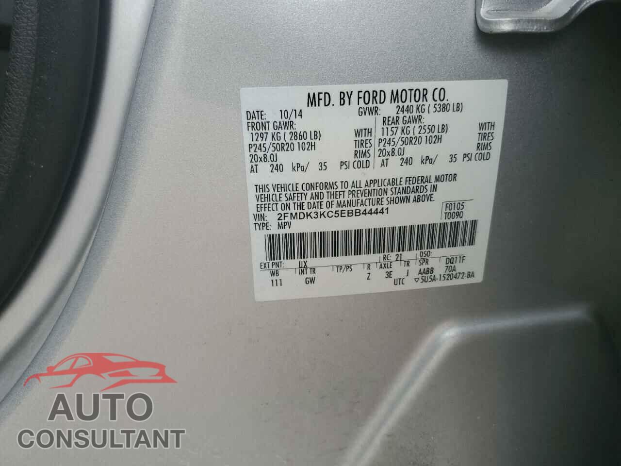 FORD EDGE 2014 - 2FMDK3KC5EBB44441